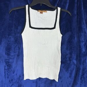 Belldini Ribbed Knit Womens Sleeveless Square‎ Neck Tank Top Size Small